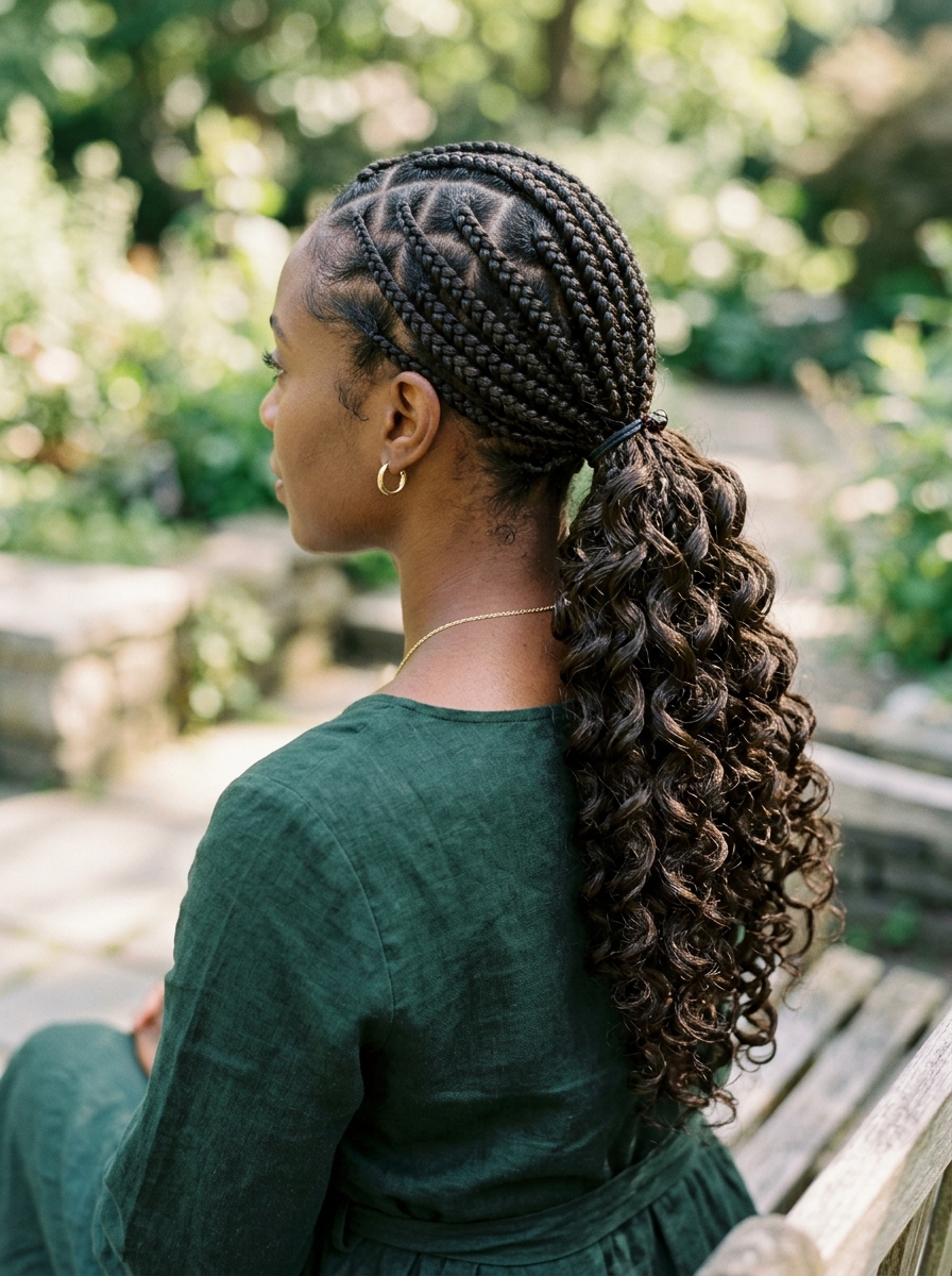 Low Ponytail French Curl Braids als Braids mit Locken Inspiration 2026